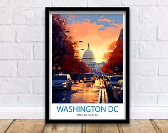 Washington Travel Print| Washington Wall Art Washington DC Home Decor Washington Illustration Travel Poster  Gift for Travelers