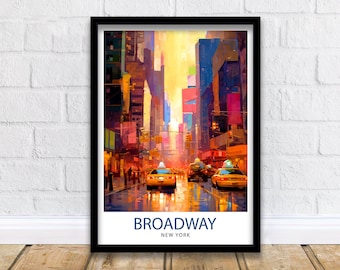 Broadway New York City Travel Print| Broadway Wall Decor Broadway Poster NYC Travel Prints Broadway Art Print New York City Illustration