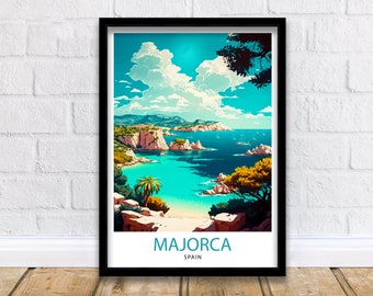 Majorca Spain Travel Print Majorca Wall Decor Majorca Home Living Decor Majorca Spain Illustration Travel Poster Gift for Majorca Spain Home