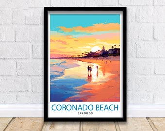 Stampa da parete con motivo Coronado Beach, San Diego, decorazione da parete, Coronado Beach, decorazione da parete per la casa, regalo Coronado Beach, amanti dell'arte californiana