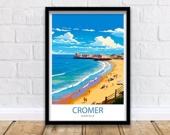 Cromer Norfolk Print  Cromer Wall Decor Cromer Poster Cromer Art Print Cromer Wall Art Gift for Cromer Travel Cromer Home Decor