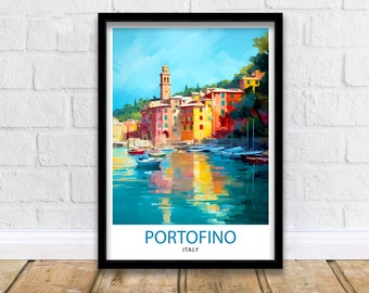 Portofino Italien Reise-Druck Portofino Wanddekor Portofino Poster Italien Reise-Drucke Portofino Kunstdruck Portofino Illustration Portofino