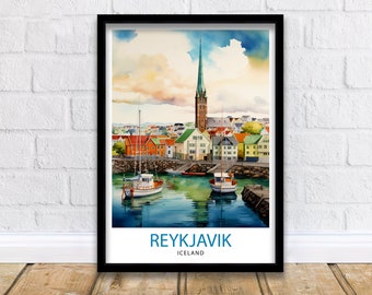 Stampa di viaggio di Reykjavik, Islanda, decorazione murale di Reykjavik, poster di Reykjavik, stampe di viaggio in Islanda, stampa artistica di Reykjavik, Reykjavik