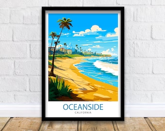 Oceanside California Travel Print  Oceanside Wall Decor Oceanside Poster California Travel Prints Oceanside Art Print Oceanside Illustration