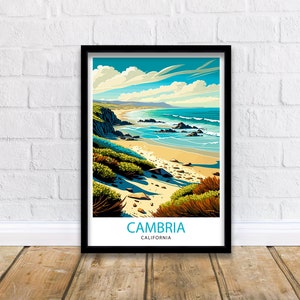 Cambria California Travel Print| Coastal Wall Art Beach House Decor California Travel Poster Cambria Illustration Gift For Travelers