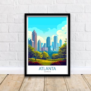 Atlanta Travel Print  Atlanta Wall Decor Atlanta Home Living Decor Atlanta Illustration Travel Poster Gift for Atlanta Georgia Home Decor