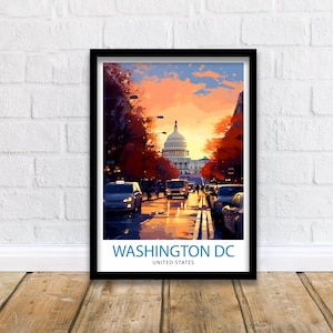 Washington Reisedruck | Washington Wand Kunst Washington DC Home Dekor Washington Illustration Reise Poster Geschenk für Reisende
