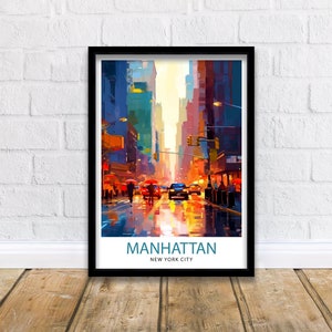 Manhattan New York City Travel Print| Manhattan Wall Decor Manhattan Poster NYC Travel Prints Manhattan Art Print Manhattan Illustration