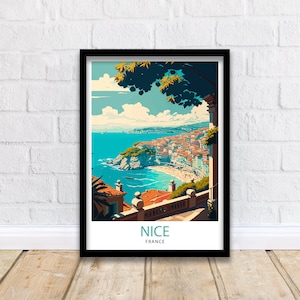 Nice France Travel Print  Nice Wall Art Nice Poster French Riviera Decor Nice Art Print Nice Illustration Nice Wall Decor France Print Nice