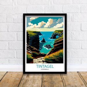 Tintagel Cornwall Travel Print  Tintagel Wall Art Tintagel Home Decor Cornwall Illustration Travel Poster Gift For Cornwall UK Home Decor