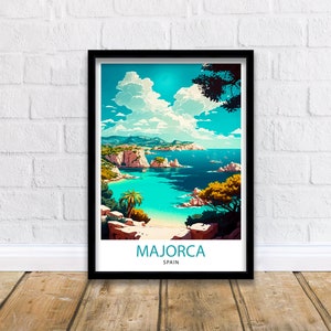 Mallorca Spanien Reise Poster Mallorca Wand Dekor Mallorca Zuhause Wohnen Dekor Mallorca Illustration Reise Poster Geschenk für Mallorca Spanien Home