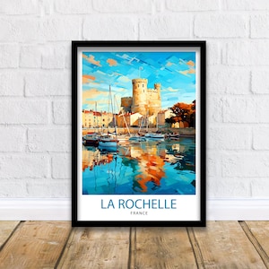La Rochelle Travel Print  La Rochelle Wall Decor France Illustration Travel Poster Gift for La Rochelle Home Decor