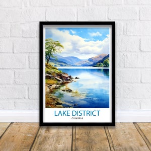 Lake District Cumbria Travel Print  Lake District Wall Art Lake District Home Decor Lake District Illustration Travel Poster, Gift for Lake