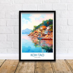 Koh Tao Thailand Travel Print  Tropical Island Decor Koh Tao Poster Thailand Travel Prints Beach Art Print Island Illustration Koh Tao Wall