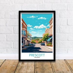 Impresión de viaje a Prescott, Arizona / Arte mural de Prescott Póster de viaje a Arizona Decoración del hogar de Prescott, Arizona Ilustración de Prescott Regalo para Arizona