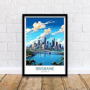 Brisbane Australia Travel Print  Brisbane Wall Decor Brisbane Cityscape Poster Australia Travel Prints Brisbane Art Print Brisbane