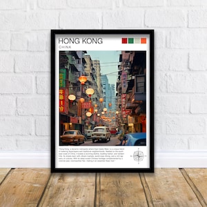 Hong Kong Travel Print  Hong Kong Wall Decor Hong Kong Poster China Travel Prints Hong Kong Art Print Hong Kong Illustration Hong Kong