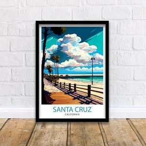 Santa Cruz California Travel Print  Wall Art, Home Decor Santa Cruz Illustration Travel Poster Gift for Santa Cruz California Home Decor