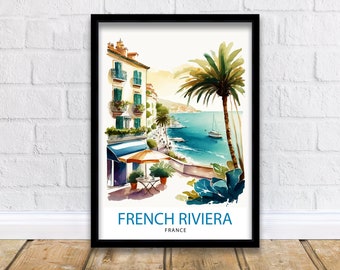 French Riviera Travel Print  Riviera Wall Decor French Riviera Poster Mediterranean Travel Prints Riviera Art Print French Riviera