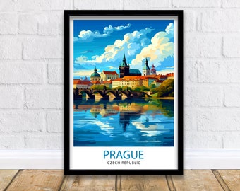 Prague Czech Republic Travel Print  Prague Wall Decor Prague Poster Czech Republic Travel Prints Prague Art Print Prague Illustration