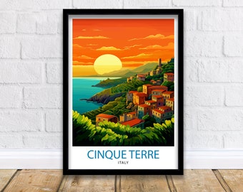 Cinque Terre Italien Reise Druck Cinque Terre Wand Dekor Cinque Terre Illustration Italien Reise Poster Geschenk für Italien Liebhaber Italien Zuhause
