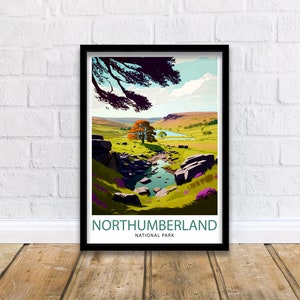 Northumberland National Park Travel Print  Northumberland Wall Decor Northumberland Home Living Decor Northumberland Illustration Travel