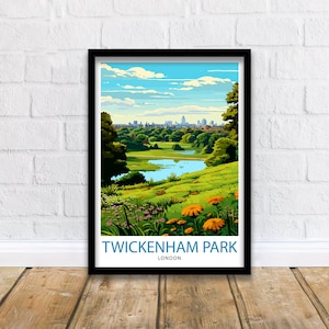Twickenham Park London Travel Print  London Wall Decor Twickenham Park Poster UK Travel Prints London Art Print Twickenham Park Illustration