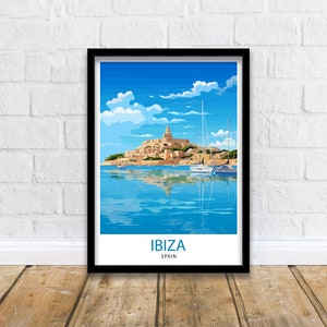 Impresión de viaje de Ibiza Arte de pared de Ibiza Decoración del hogar de Ibiza Ilustración de Ibiza Póster de viaje Regalo para amantes de Ibiza Impresión de viaje de España