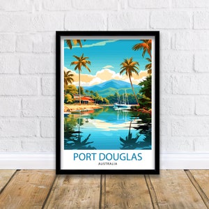 Port Douglas Australia Travel Print  Port Douglas Wall Decor Tropical Paradise Poster Port Douglas Travel Prints Australian Coastal Art