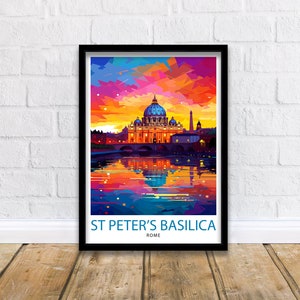 St. Peter&#39;s Basilica Travel Print  Vatican City Wall Decor St. Peter&#39;s Poster Vatican Travel Prints St. Peter&#39;s Art Print Vatican