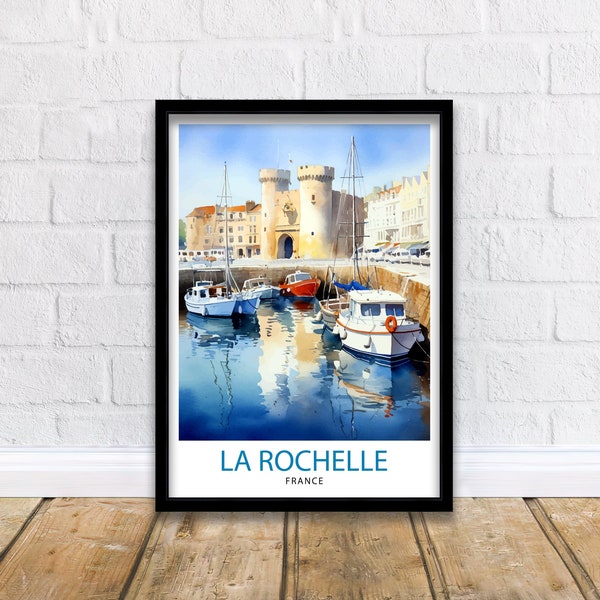 La Rochelle Travel Print  La Rochelle Wall Decor France Illustration Travel Poster Gift for La Rochelle Home Decor
