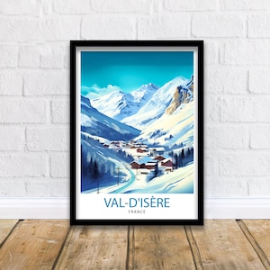 Val d&#39;isere Travel Print | Ski Poster| Travel Poster| Ski Print| Val Di&#39;sere Poster| French Alps| Skiing| Skiing Wall Art| Skiing Poster