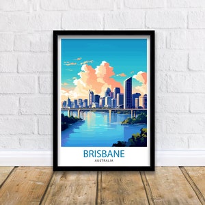 Brisbane Australia Travel Print  Brisbane Wall Decor Brisbane City Poster Australia Travel Prints Brisbane Art Print Brisbane Illustration