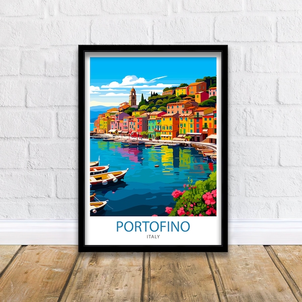 Stampa di viaggio di Portofino Italia Decorazione da parete di Portofino Poster di Portofino Stampe di viaggio in Italia Stampa d'arte di Portofino Illustrazione di Portofino Portofino