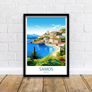 Samos Greece Travel Print  Greek Island Wall Decor Samos Island Poster Greece Travel Prints Samos Art Print Samos Illustration Samos