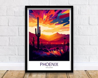 Phoenix Arizona Travel Print| Phoenix Wall Art Phoenix Home Decor Phoenix Illustration Phoenix Poster Phoenix Souvenir