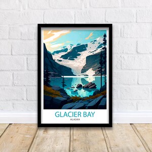Glacier Bay Alaska Travel Print| Glacier Bay National Park Wall Art Alaska Travel Poster Glacier Bay Art Print Glacier Bay Illustration