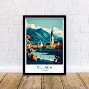 Villach Austria Travel Print  Villach Wall Decor Villach Home Living Decor Villach Austria Illustration Travel Poster Gift for Villach