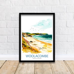 Woolacombe North Devon Travel Print Wall Decor Wall Art Woolacombe Wall Hanging Home Décor Woolacombe Gift Art Lovers UK Art Lover Gift