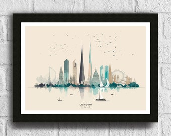 London Skyline Art Print | London Print| London Poster| London Wall Art| London| London Art Print| London Art| London Cityscape