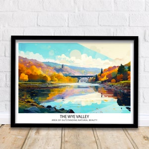 Wye Valley Travel Print  Wye Valley Wall Art Wye Valley Home Decor Wye Valley Illustration Travel Poster Gift for Wye Valley UK Travel Print