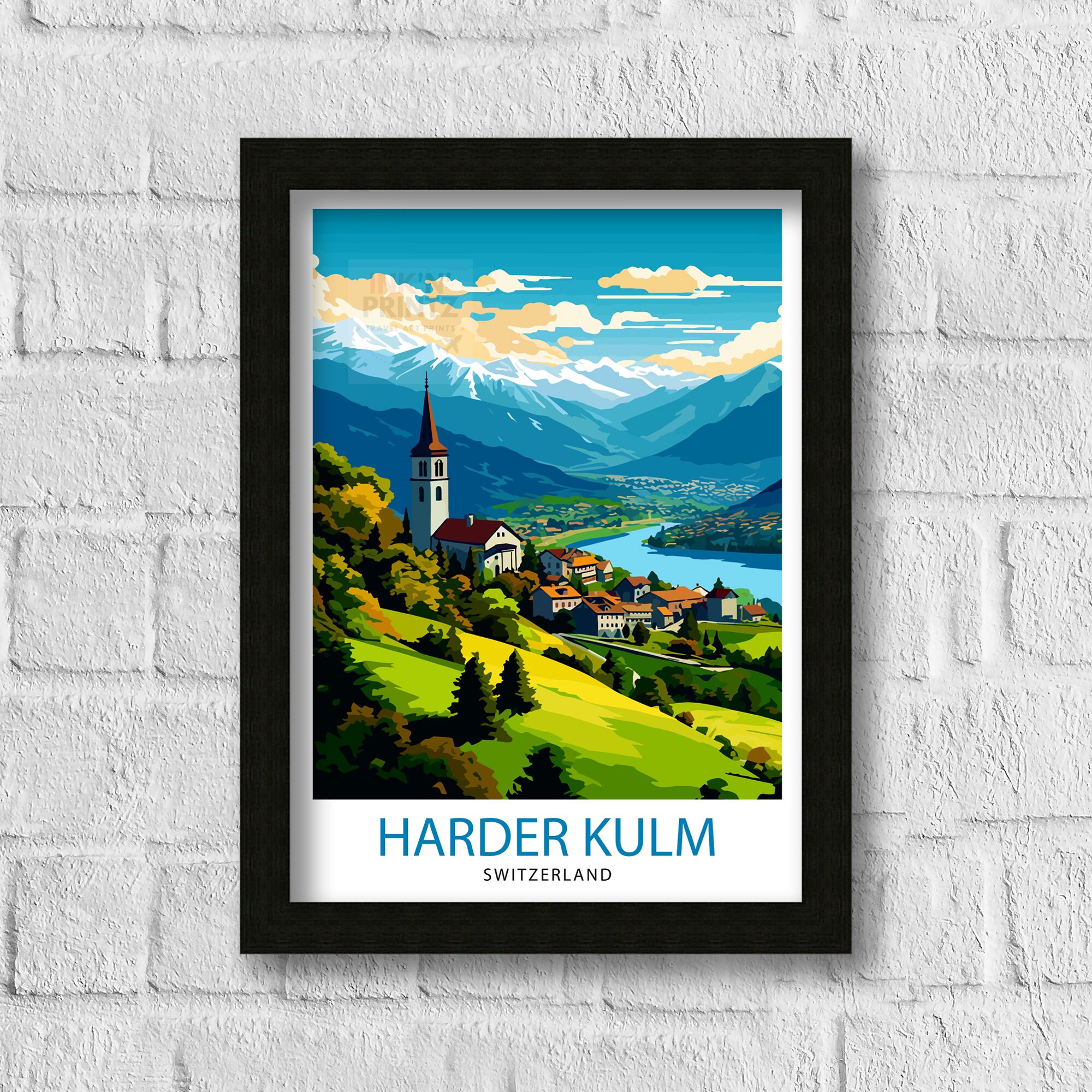 Harder Kulm Switzerland Print - Swiss Alps View Art - Interlaken