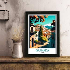 Granada Spain Travel Print Granada Wall Art Spain Travel Poster Granada Home Decor Granada Spain Illustration Travel Prints image 3
