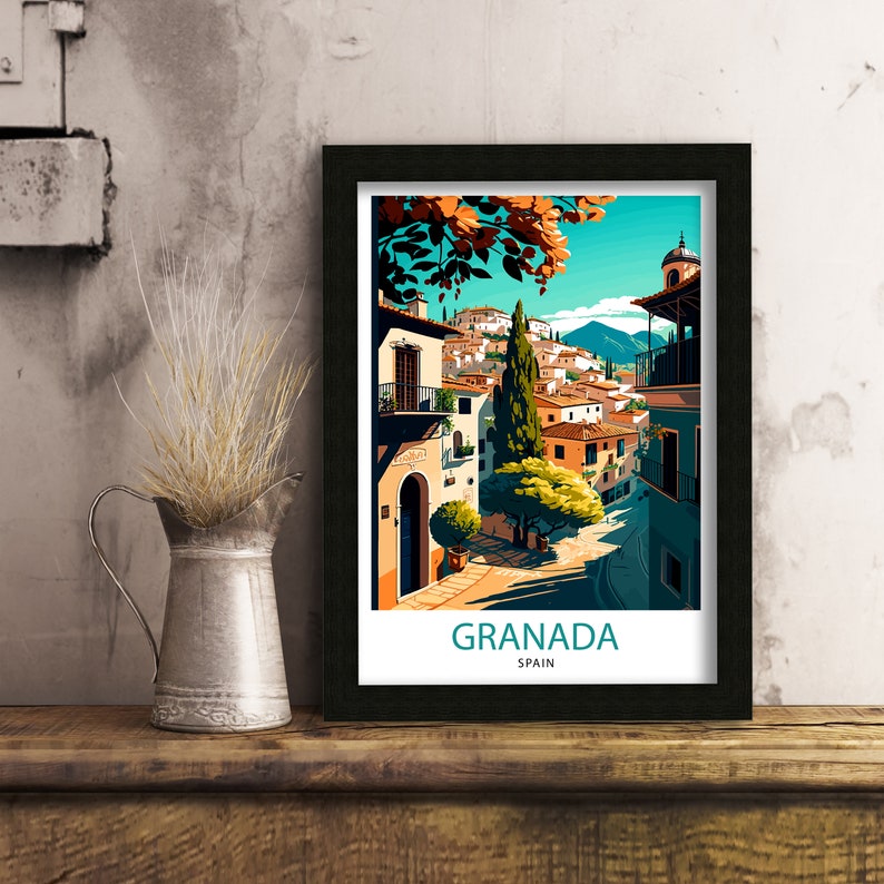 Granada Spain Travel Print Granada Wall Art Spain Travel Poster Granada Home Decor Granada Spain Illustration Travel Prints image 3