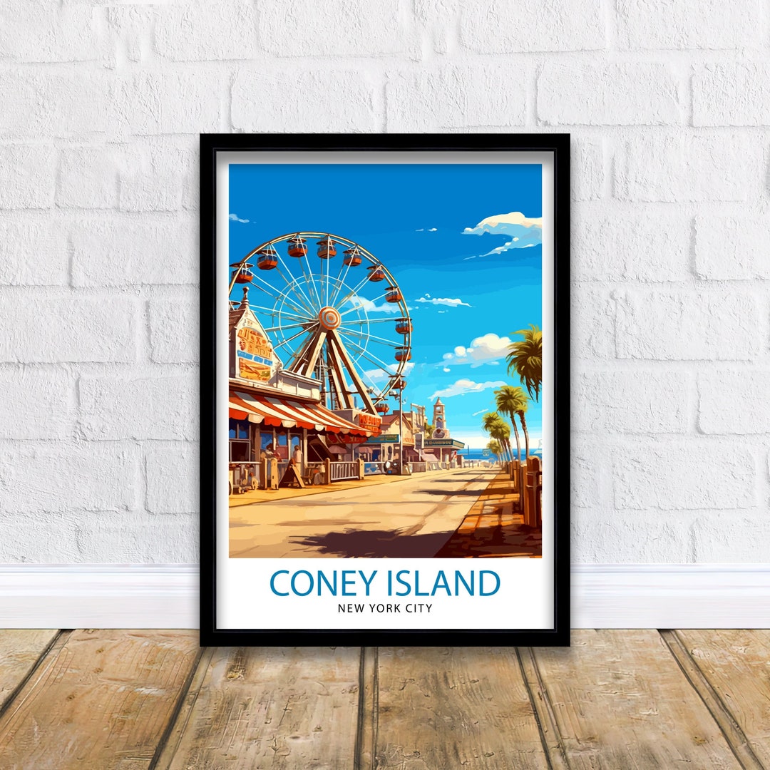 Coney Island Travel Print| - Coney Island Wall Decor Coney Island Poster New York Travel Prints ...