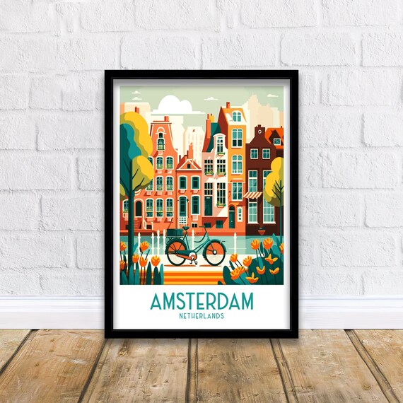 Amsterdam Skyline Art Print | Colorful Cityscape Poster