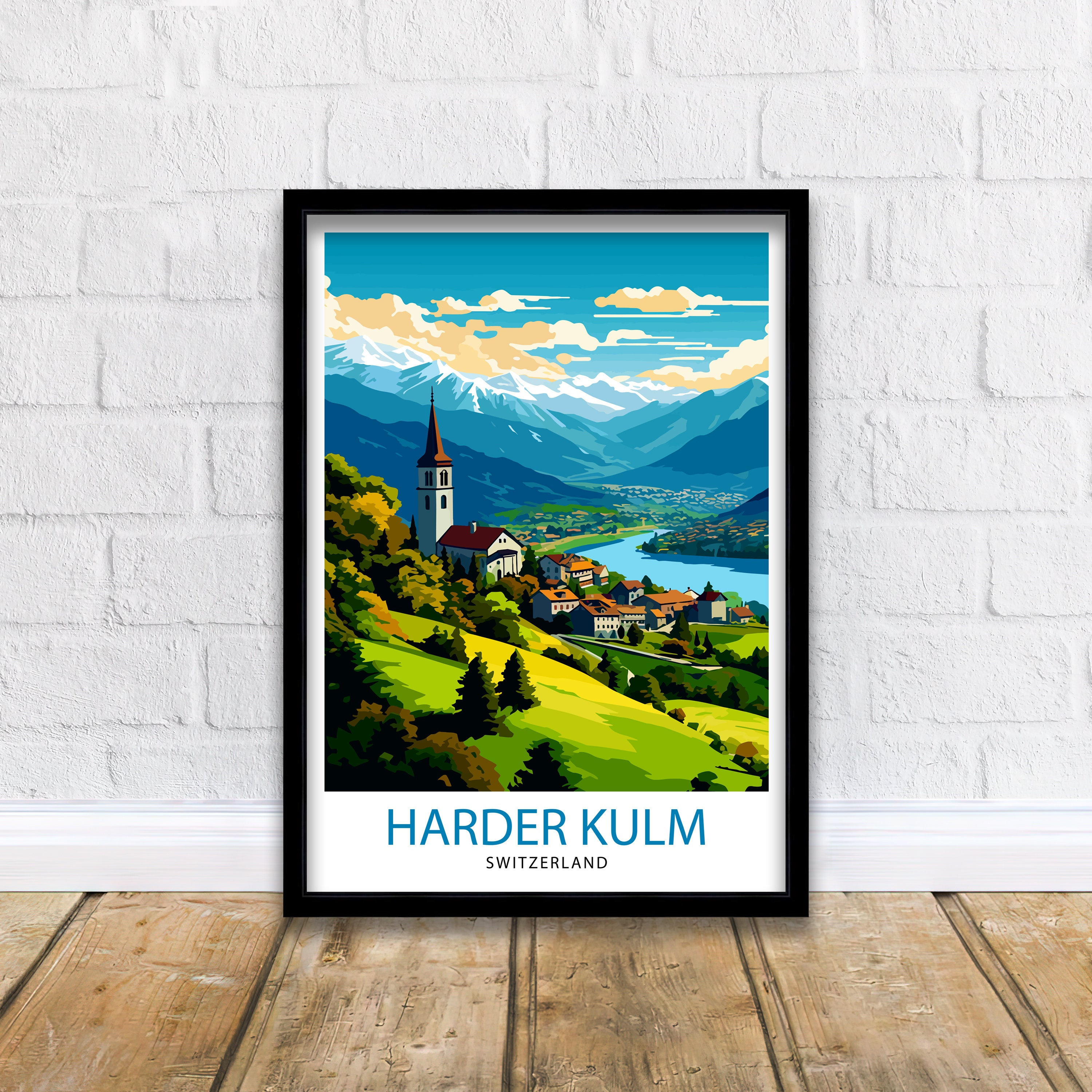 Harder Kulm Switzerland Print - Swiss Alps View Art - Interlaken