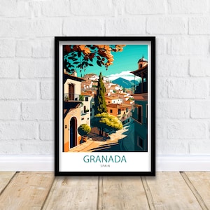Granada Spain Travel Print Granada Wall Art Spain Travel Poster Granada Home Decor Granada Spain Illustration Travel Prints image 5