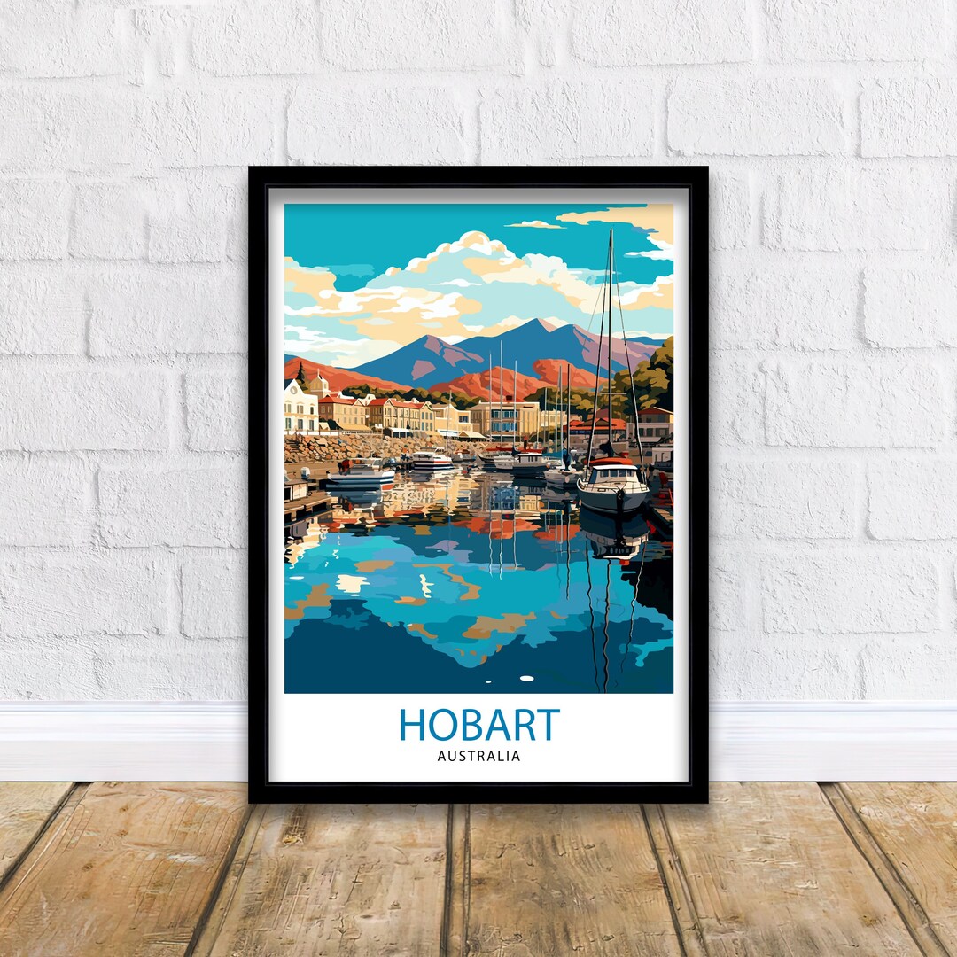 Hobart Australia Travel Print Tasmania Wall Decor Hobart Cityscape
