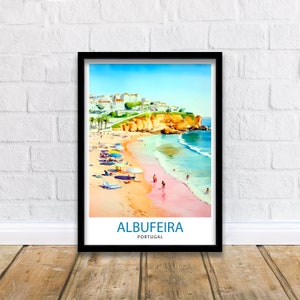 Albufeira Portogallo viaggio stampa Wall Decor Wall Art Albufeira parete appesa Home Décor Albufeira regalo amanti dell'arte Portogallo amante dell'arte regalo
